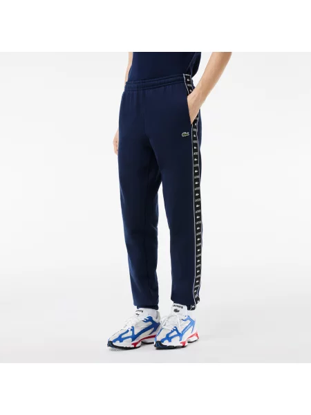 Lacoste Spodnie Dresowe O Zwężanym Kroju Z Nadrukiem granatowy