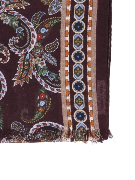 Fular Al Duca D’aosta 1902 de lână cu imagine cu model paisley roșu