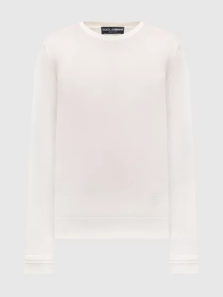 Шелковый свитер Dolce&gabbana с вышивкой бежевый