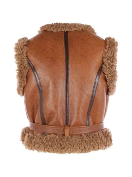 Cu centură geacă Chloé din piele de oaie maro