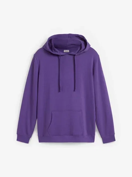 Bluza z kapturem z miękkiego materiału frotte fioletowa
