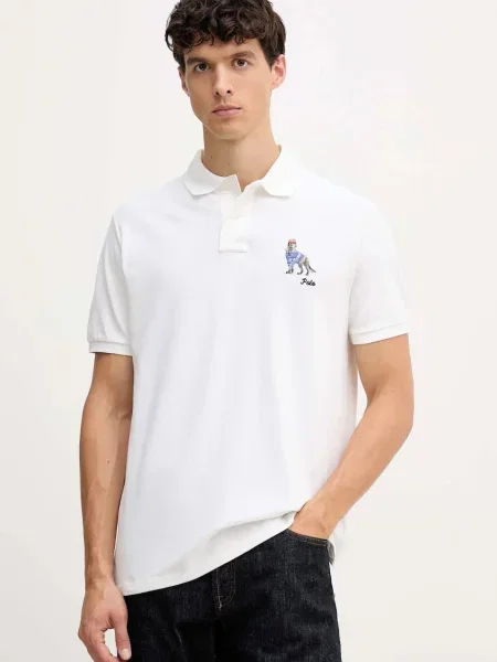 Тениска с яка Polo Ralph Lauren с апликация бяло