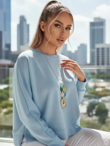 Bluza masełko oversize z wisiorkiem NUBISS Dstreet błękitna