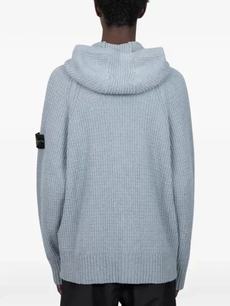 Букле пуловер Stone Island с качулка камъни сиво