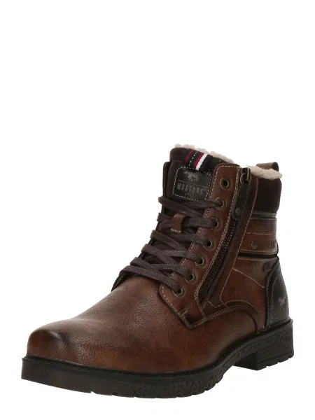 MUSTANG Šnurovacie čižmy hnedá / hrdzavohnedá čierna