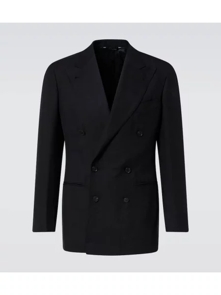Svilen dvoredni dvoredni blazer Saman Amel črna