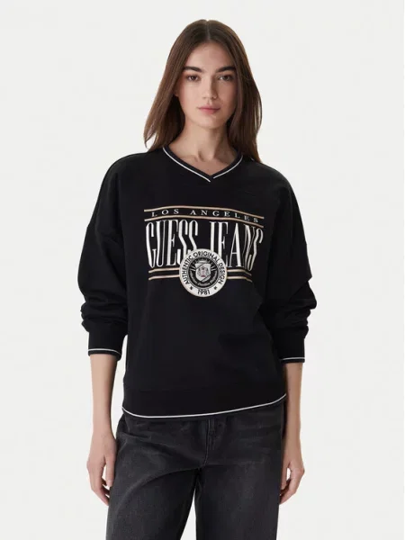 Guess Jeans Bluza Oversize czarny