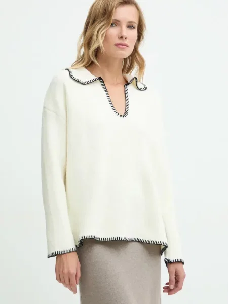 Пуловер с вълна Answear Lab бежово