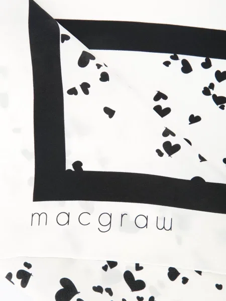 Fular Macgraw cu imagine cu motiv cu inimi alb