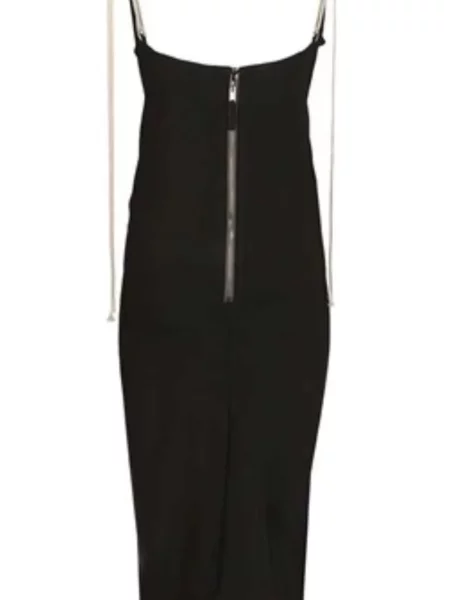 Rochie maxi Rick Owens cu decolteu în V de costum negru