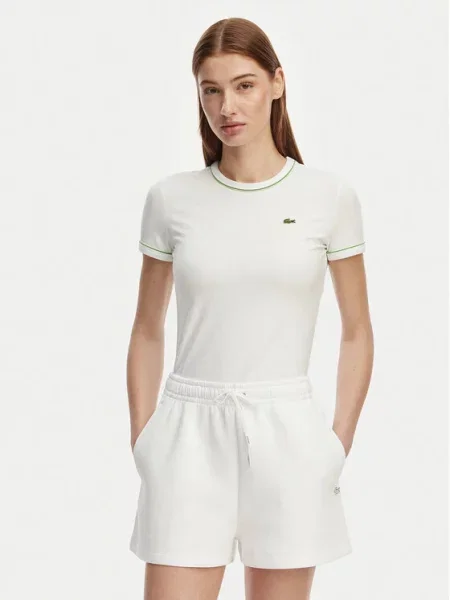 T-shirt o kroju slim fit z mieszanki bawełny Lacoste biała