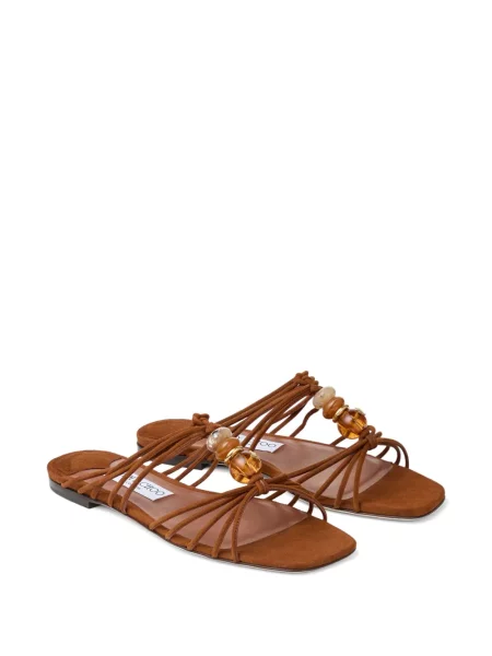 Dirželis sandalai Jimmy Choo karoliukai ruda