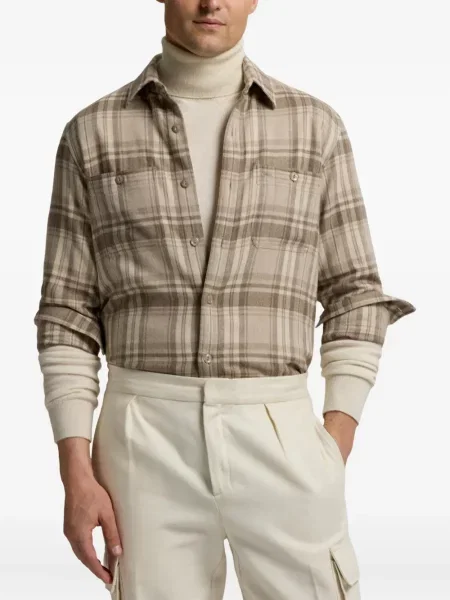 Карирана дълго риза Ralph Lauren Purple Label виолетово