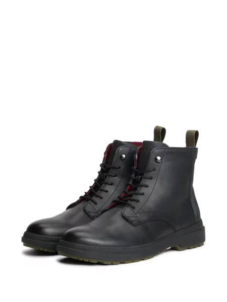 Кожени боти Tommy Hilfiger с връзки черно