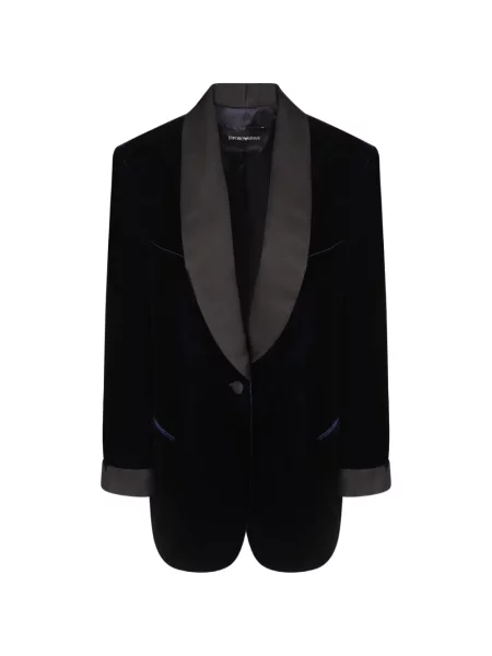 Geacă Emporio Armani de catifea cu rever albastru