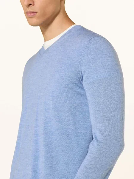 Strokesman's Sweter Z Wełny Merino blau