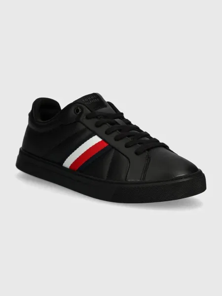 Csíkos félcipo Tommy Hilfiger fekete