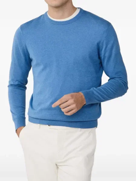 Pulover Hackett London cu decolteu rotund albastru