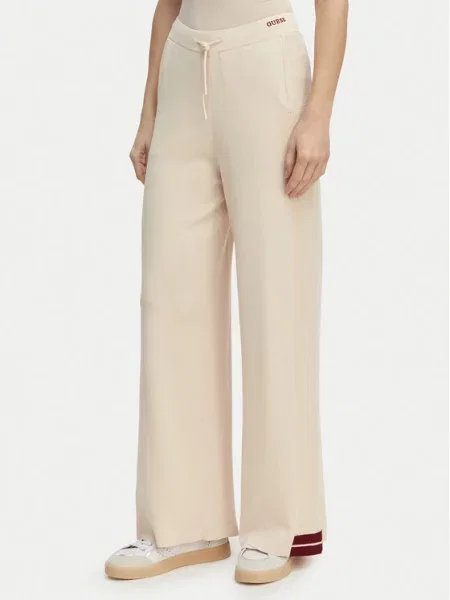 Guess Долнище анцуг Wide Leg бежов