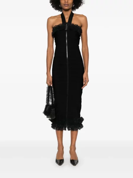 Rochie midi Self-portrait tricotate până la genunchi de costum negru