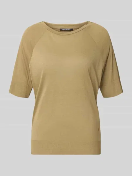 T-shirt z mieszanka lyocellu i bawełny z okrągły dekolt Luisa Cerano oliwkowa