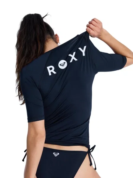 Koszulka rash vest z krótkim rękawem dla Kobiety ESSENTIALS czarny