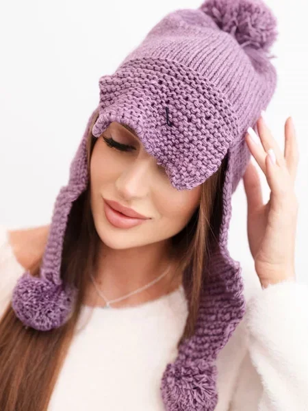 Șapcă Kesi de lână cu pompoane violet