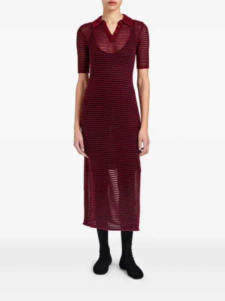 Костюм миди рокля Proenza Schouler White Label на райета до коляното бяло