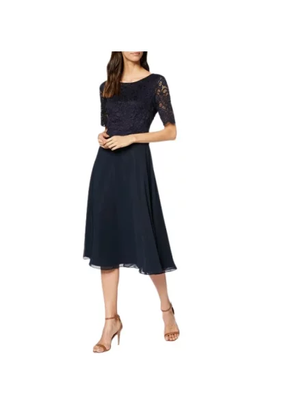 Sukienka koktajlowa z koronkowym obszyciem Vera Mont niebieska