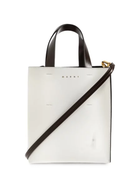 Geantă shopper Marni din piele alb