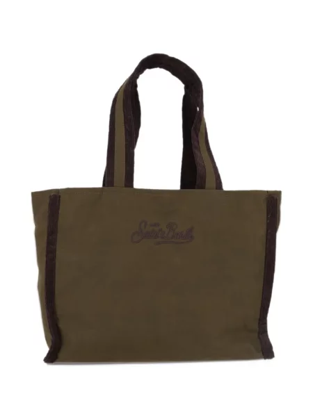 Samt shopper torbica Mc2 Saint Barth s autogramom zelena