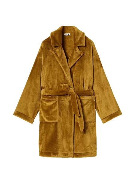 Cu centură rochie Twinset cu blană galben
