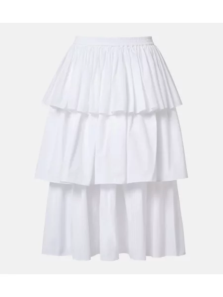 Fustă midi Alaïa cu volane alb