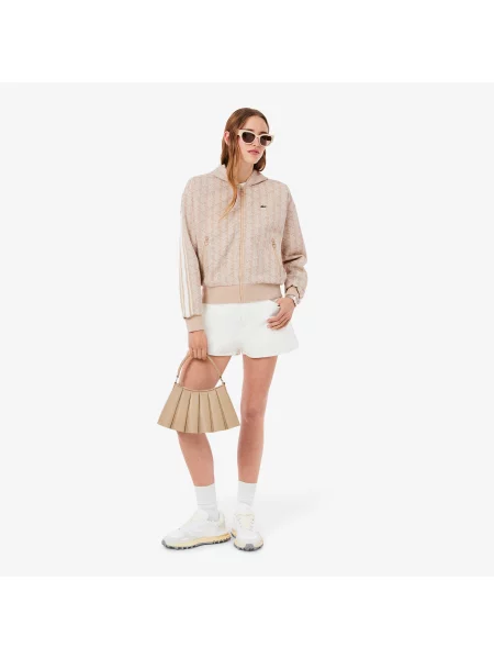 Lacoste Bluza Z Zamkiem Z Monogramem Regular Fit różowa