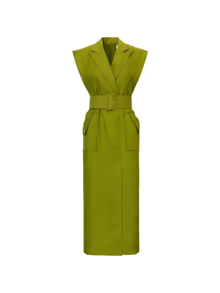 Cu centură rochie midi Moos Studio fără mâneci verde