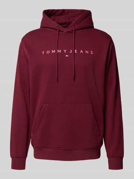 Bluza z kapturem o kroju regular fit z mieszanki bawełny Tommy Jeans bordowa
