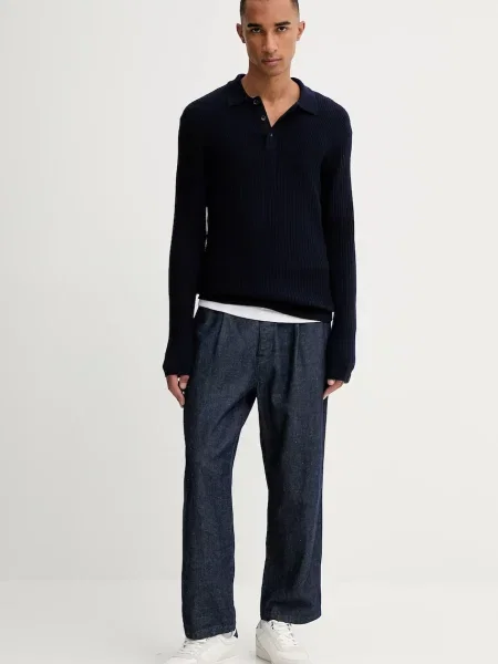 Rag & Bone sweter wełniany lekki granatowy