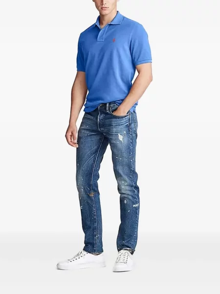 Lanena polo majica Polo Ralph Lauren karirana zelena