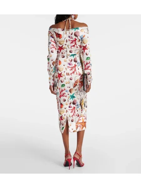 Rochie midi Dolce&gabbana de mătase cu imagine până la genunchi