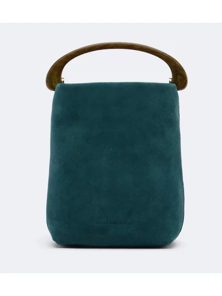 Top Dries Van Noten din piele de căprioară albastru