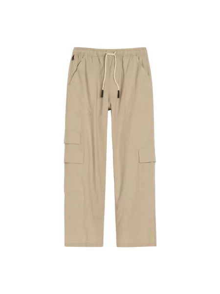 Lniane spodnie cargo Oas beżowe