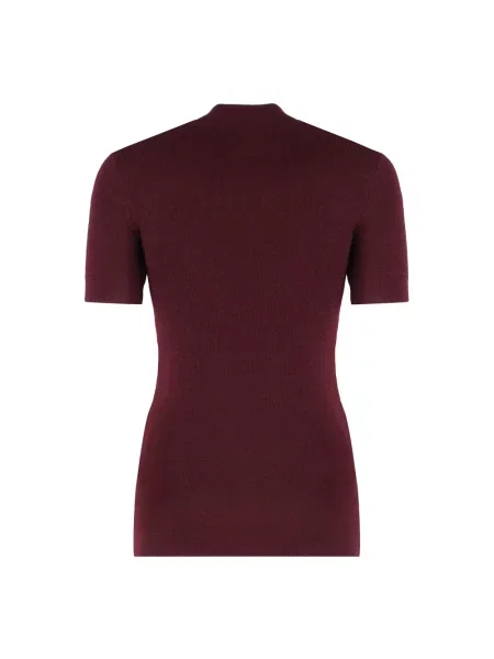 Sweter Prada wełniany z krótkim rękawem czerwony