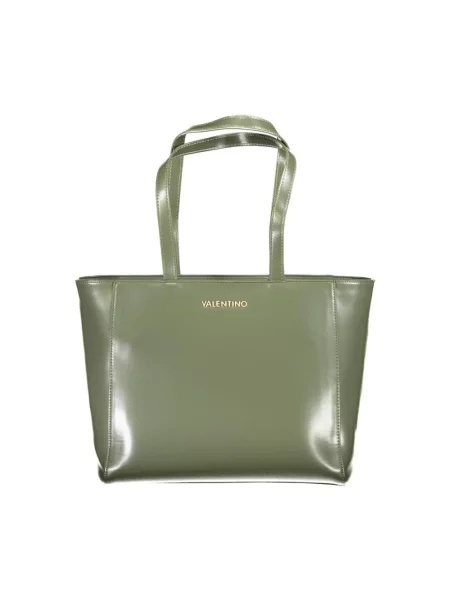 Lniana shopperka Valentino By Mario Valentino zielona