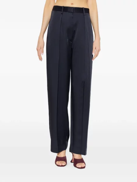 Pantaloni Victoria Beckham din satin albastru