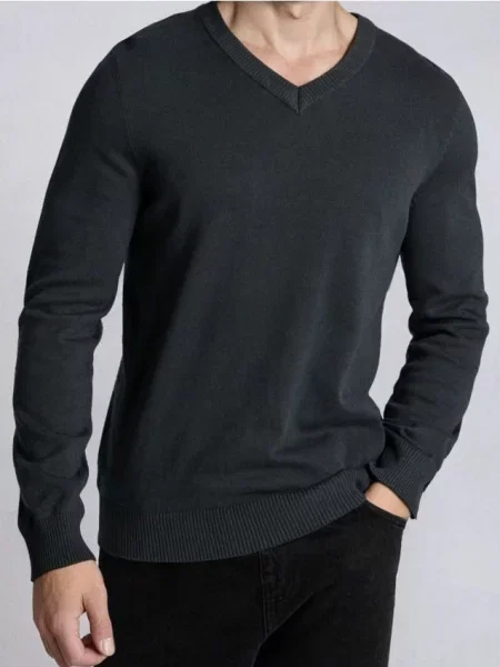 Sinsay sweter z dekoltem V szary