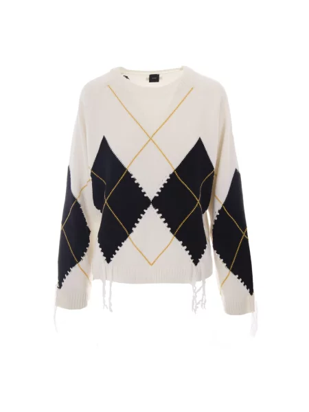 Sweter Pinko wełniany z wzorem argyle