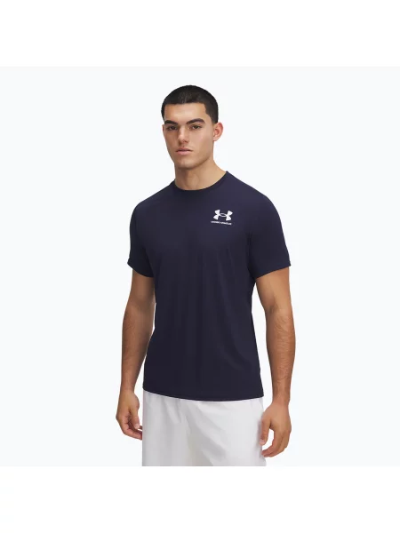 Tričko Under Armour Heatgear Fitted SS Tee Midnight Navy/ White M bílé