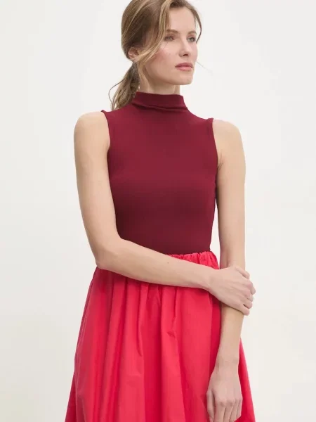 Топ Answear Lab с ниско поло бордо