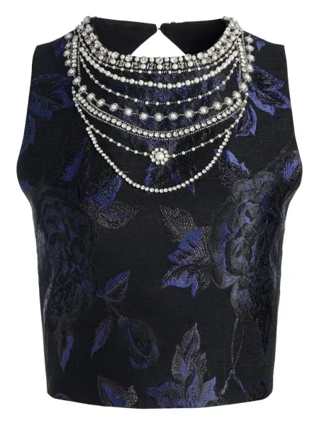 Top Alice + Olivia cu perle negru