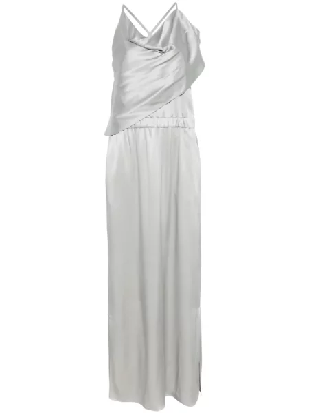 Rochie maxi Giorgio Armani de mătase lungă de costum gri